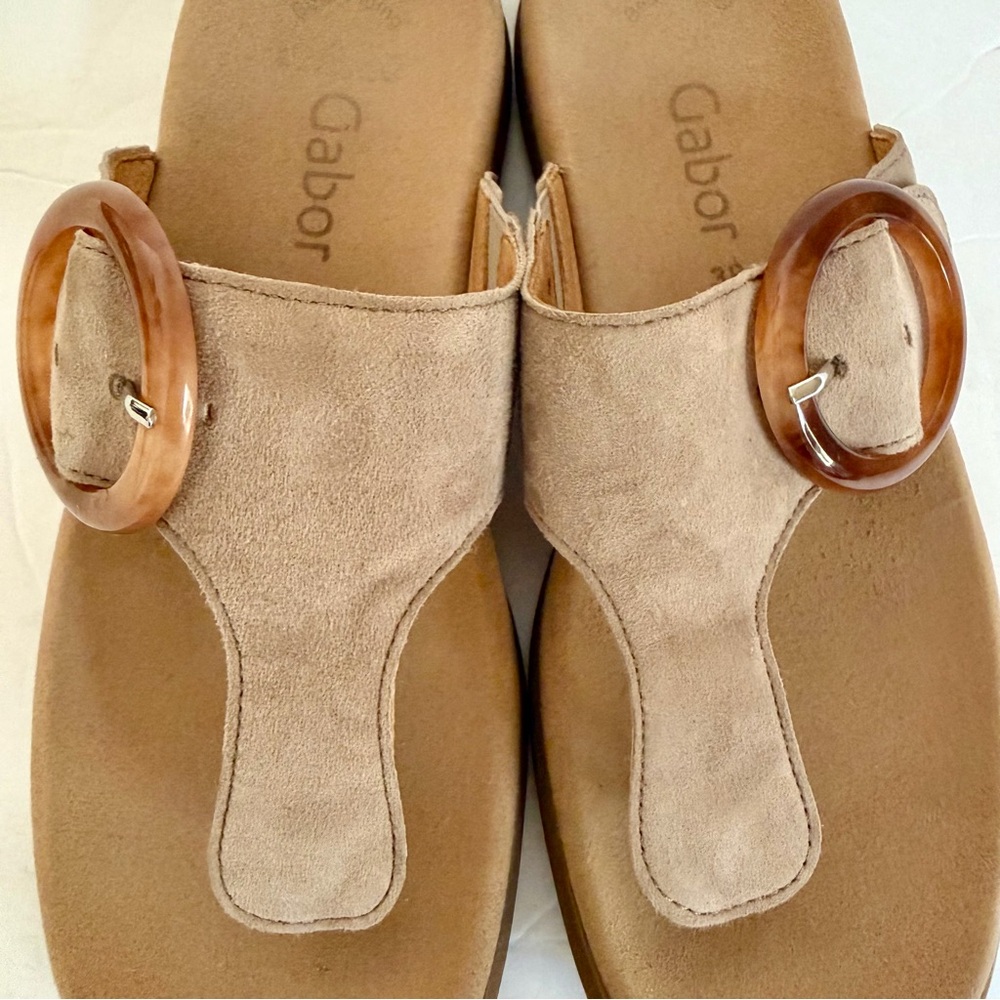 GABOR women’s casual suede thong sandal in rabbit Size 38 (US 7.5) Boho - Picture 8 of 9